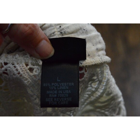 Rue 21 White Gray Heather Open-Front Vest Crochet Back Shawl Women's Size Large - Picture 5 of 5